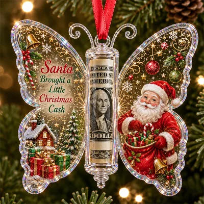 ⏰LAST DAY SALE 65% OFF！🦋💵 3D Embossed Butterfly Christmas Cash Gift Ornament – Holiday Money Holder Keepsake ✨