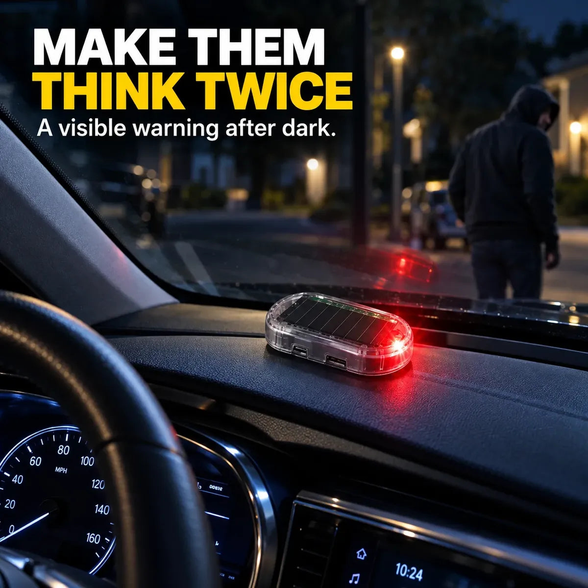 🔥Limited-Time Deal - Solar Car Security Warning Light-DIY Flashing Security Light for Vehicle Deterrence