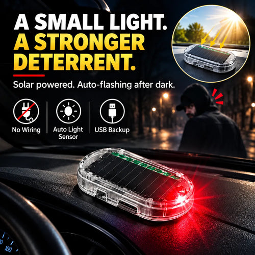 🔥Limited-Time Deal - Solar Car Security Warning Light-DIY Flashing Security Light for Vehicle Deterrence