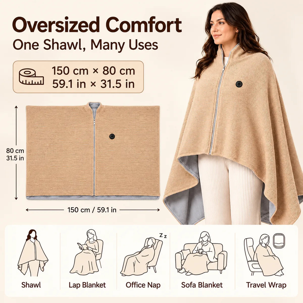 ⛄LIMITED-TIME 50% OFF‼️💞54K+ SOLD⭐🔥 USB HEATED WEARABLE SHAWL