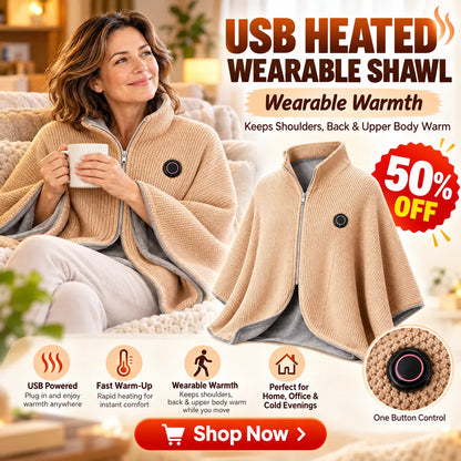 ⛄LIMITED-TIME 50% OFF‼️💞54K+ SOLD⭐🔥 USB HEATED WEARABLE SHAWL