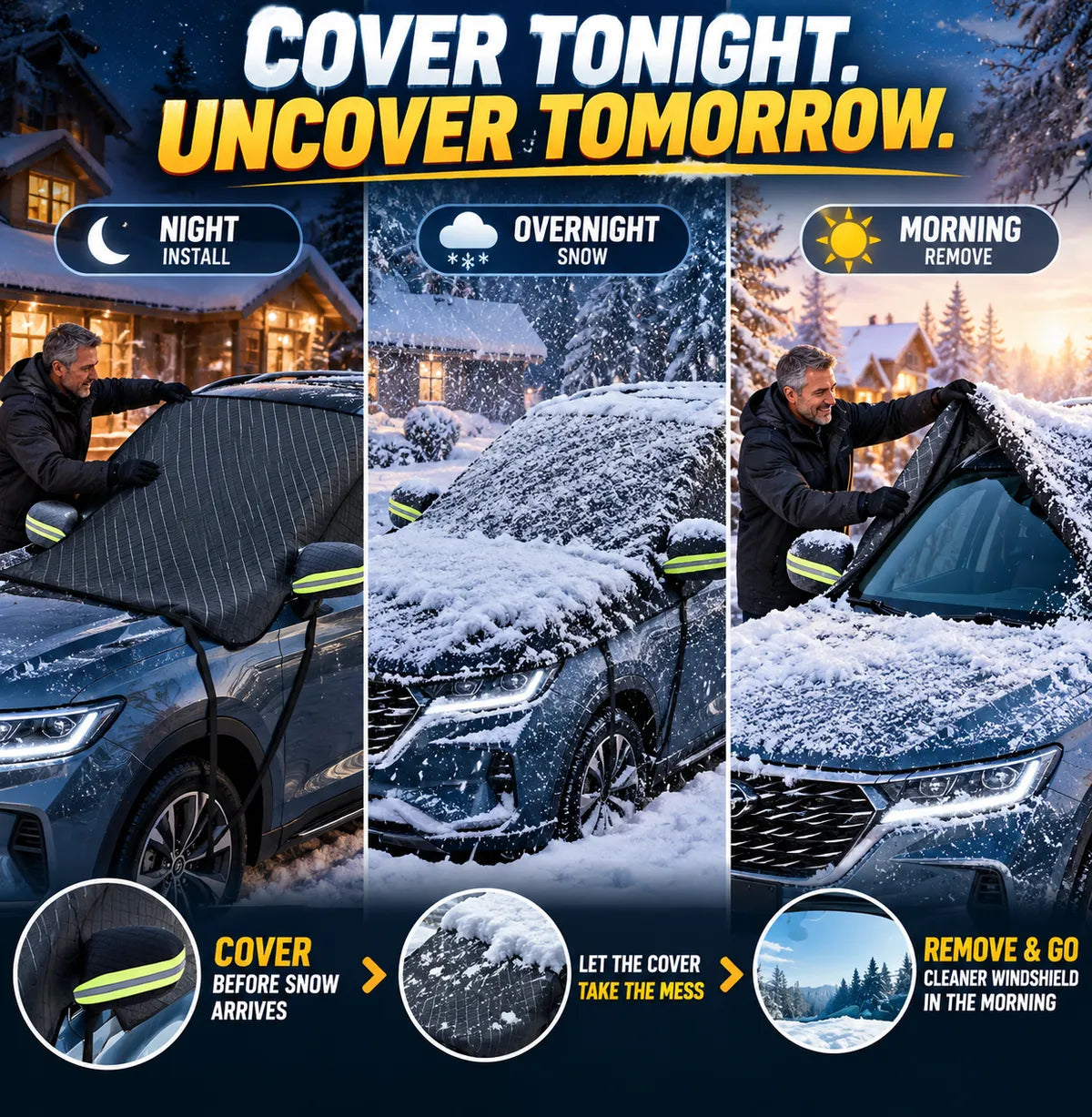 🔥 40% OFF — 💞54K+ SOLD!🔥All-Season Windshield Snow Cover with Mirror Protection❄️