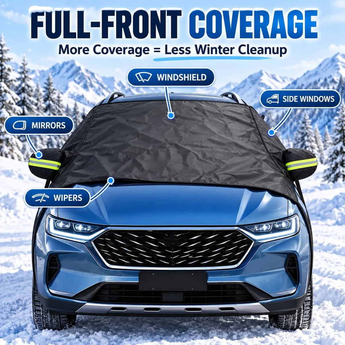 🔥 40% OFF — 💞54K+ SOLD!🔥All-Season Windshield Snow Cover with Mirror Protection❄️