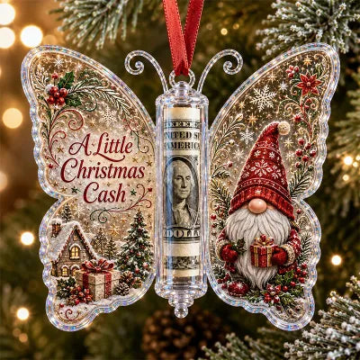 ⏰LAST DAY SALE 65% OFF！🦋💵 3D Embossed Butterfly Christmas Cash Gift Ornament – Holiday Money Holder Keepsake ✨