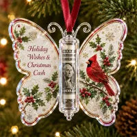 ⏰LAST DAY SALE 65% OFF！🦋💵 3D Embossed Butterfly Christmas Cash Gift Ornament – Holiday Money Holder Keepsake ✨
