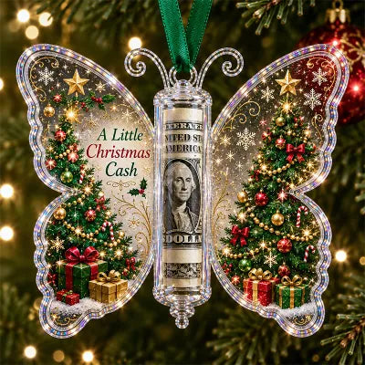 ⏰LAST DAY SALE 65% OFF！🦋💵 3D Embossed Butterfly Christmas Cash Gift Ornament – Holiday Money Holder Keepsake ✨