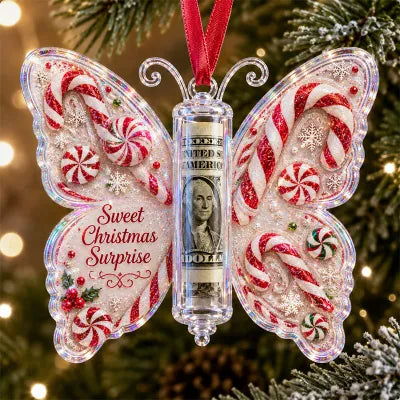 ⏰LAST DAY SALE 65% OFF！🦋💵 3D Embossed Butterfly Christmas Cash Gift Ornament – Holiday Money Holder Keepsake ✨