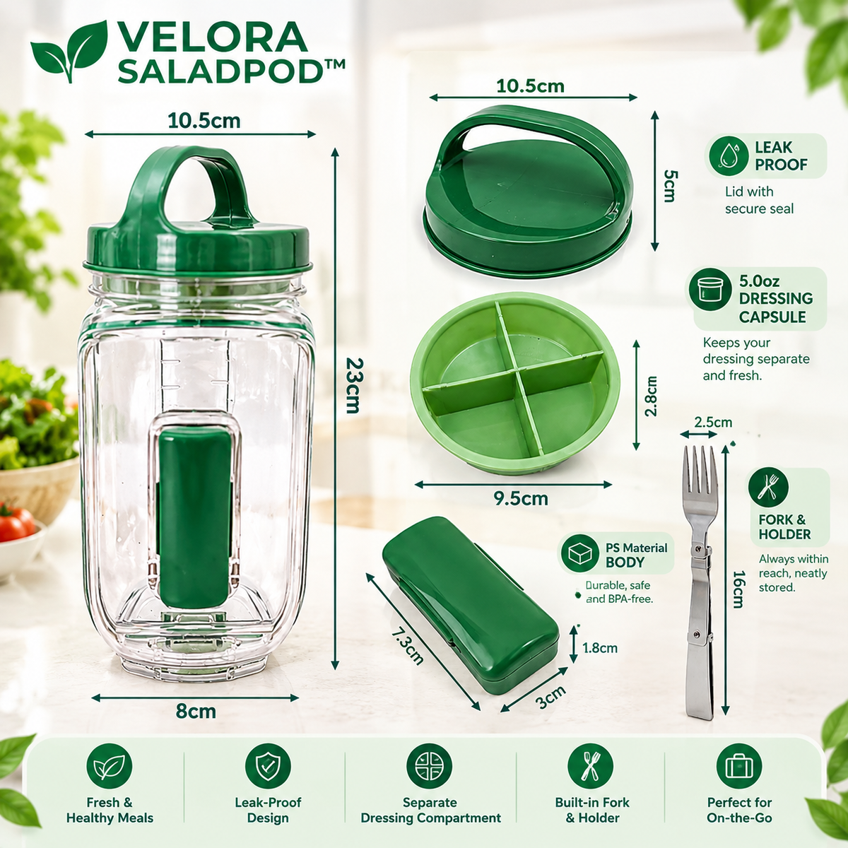 🥗 VELORA SALADPOD™ - YOUR SALAD. YOUR FORK. ALL IN ONE