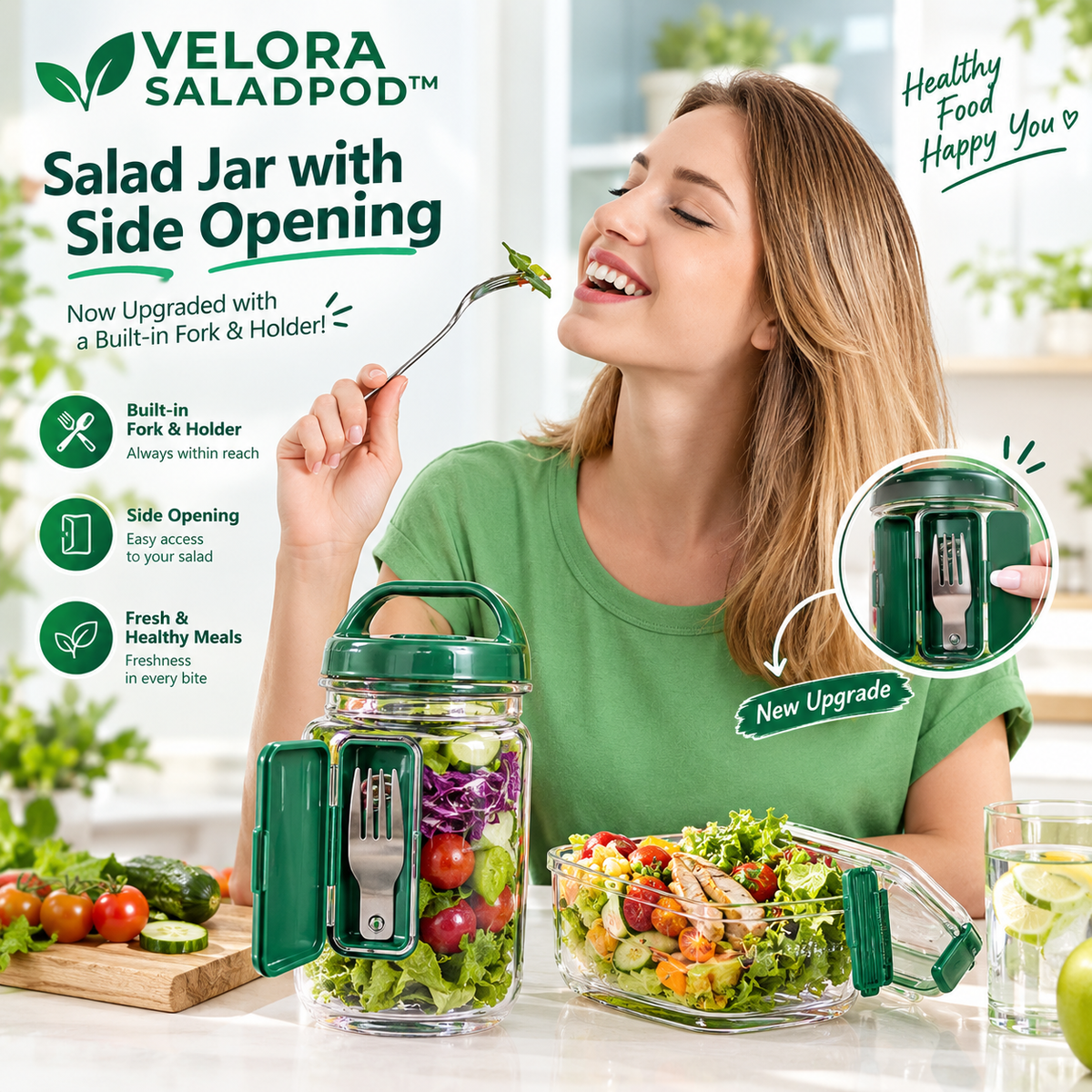 🥗 VELORA SALADPOD™ - YOUR SALAD. YOUR FORK. ALL IN ONE