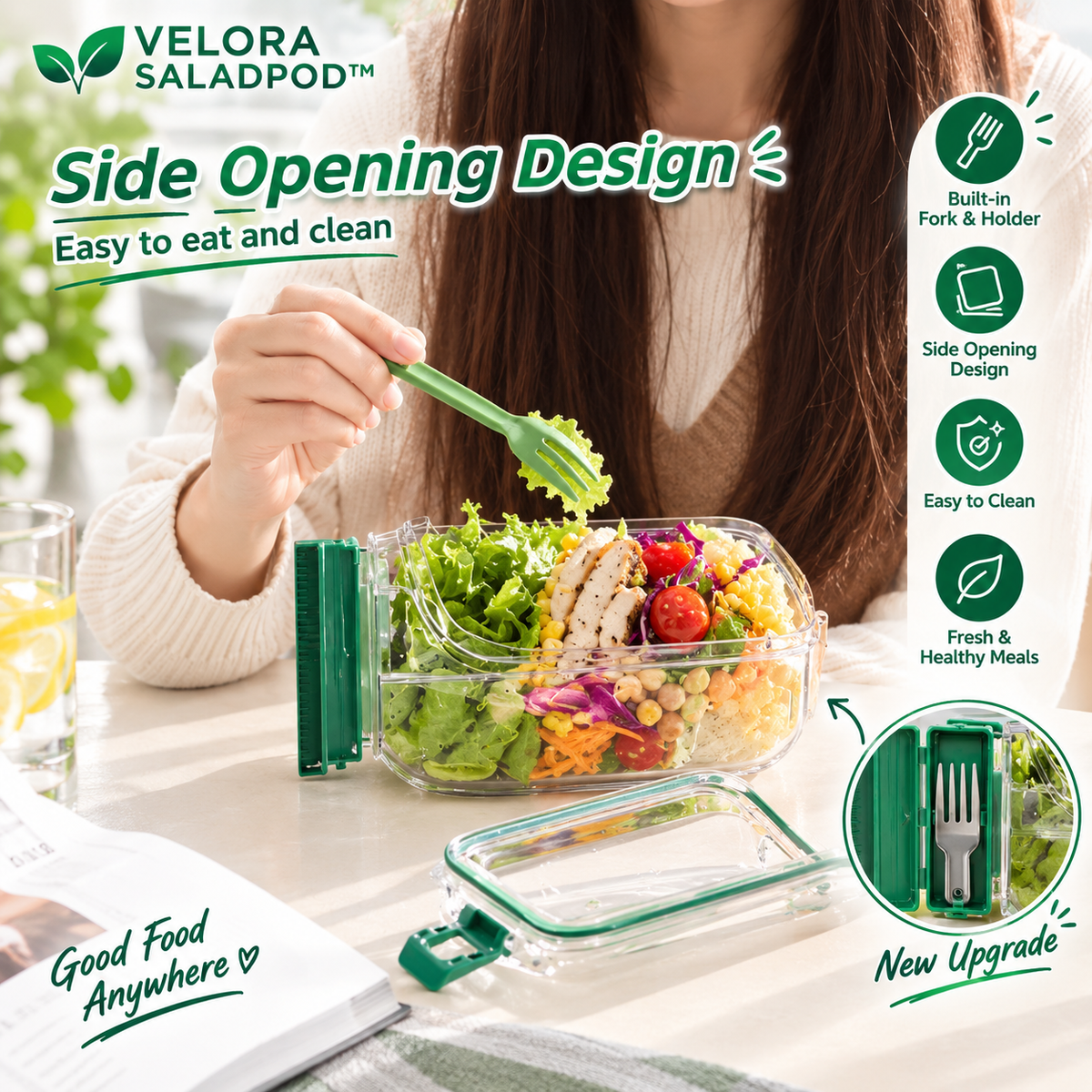 🥗 VELORA SALADPOD™ - YOUR SALAD. YOUR FORK. ALL IN ONE