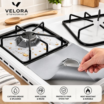 4-Piece Reusable Non-Stick Gas Stove Burner Covers – Heat-Resistant & Washable