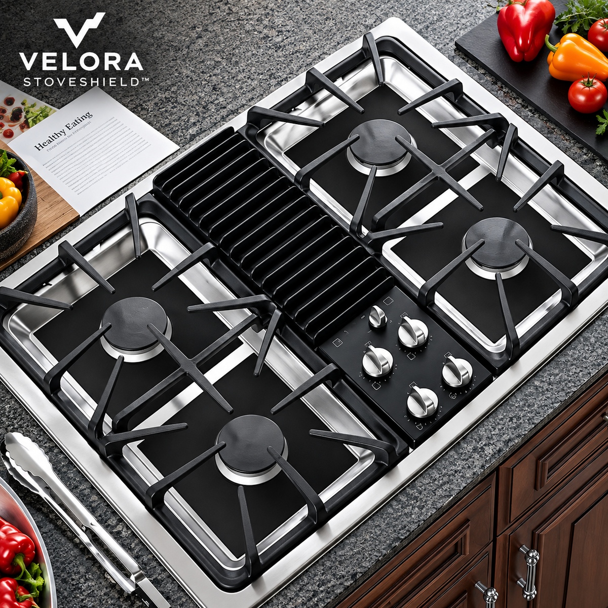 4-Piece Reusable Non-Stick Gas Stove Burner Covers – Heat-Resistant & Washable