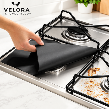 4-Piece Reusable Non-Stick Gas Stove Burner Covers – Heat-Resistant & Washable