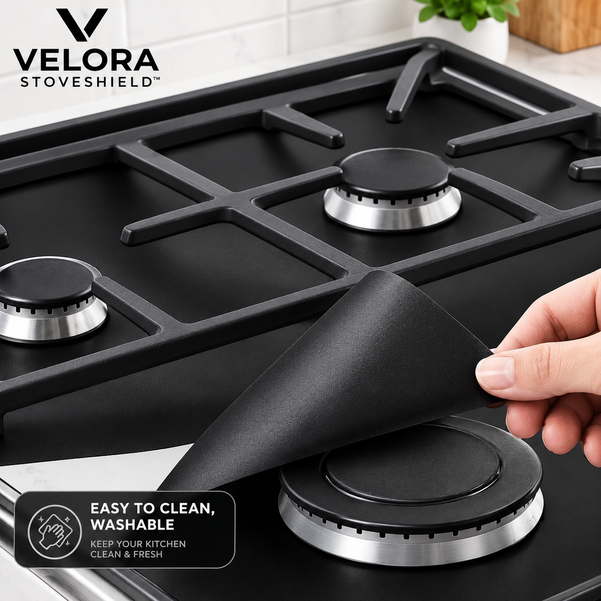 4-Piece Reusable Non-Stick Gas Stove Burner Covers – Heat-Resistant & Washable