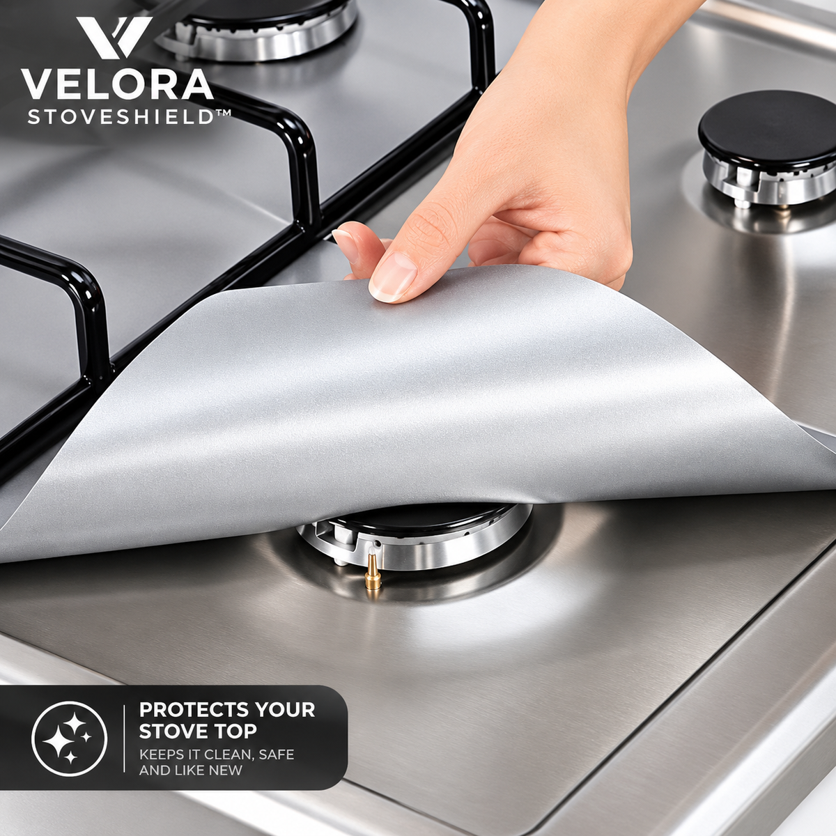 4-Piece Reusable Non-Stick Gas Stove Burner Covers – Heat-Resistant & Washable