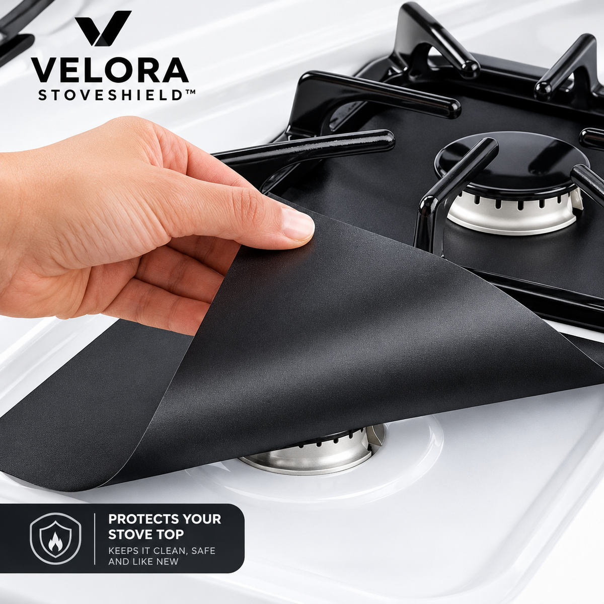 4-Piece Reusable Non-Stick Gas Stove Burner Covers – Heat-Resistant & Washable