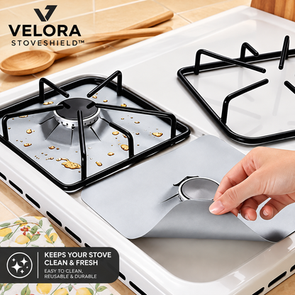 4-Piece Reusable Non-Stick Gas Stove Burner Covers – Heat-Resistant & Washable