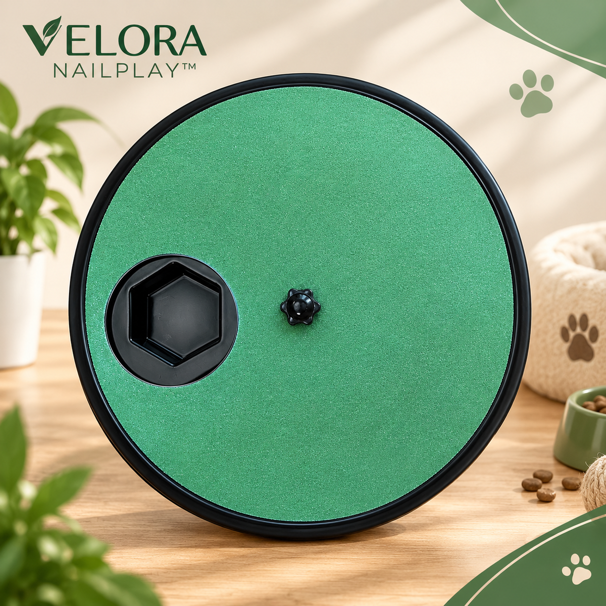 VELORA PAWSCRATCH™—Rotating Pet Nail Scratcher & Treat Board for Dogs & Cats