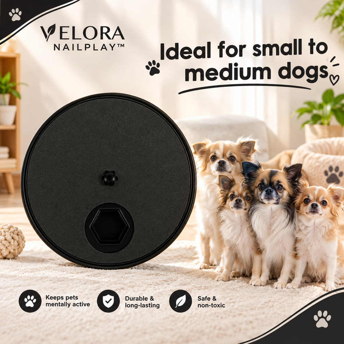 VELORA PAWSCRATCH™—Rotating Pet Nail Scratcher & Treat Board for Dogs & Cats