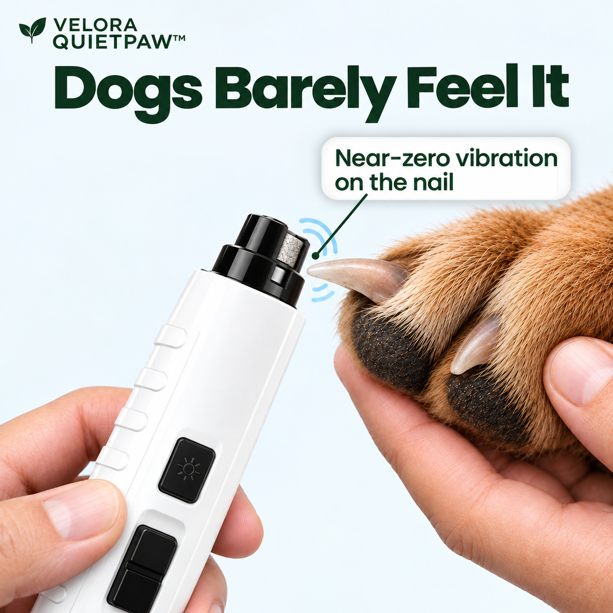 VELORA QUIETPAW™ Low-Noise Pet Nail Grinder