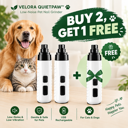 VELORA QUIETPAW™ Low-Noise Pet Nail Grinder
