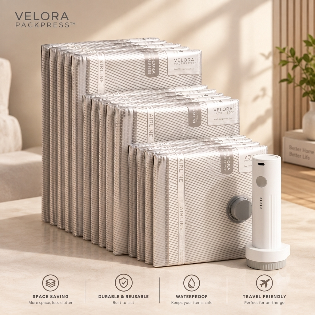 VELORA PACKPRESS™ - Compression Storage Vacuum Pump PRO Travel Set