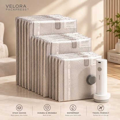 VELORA PACKPRESS™ - Compression Storage Vacuum Pump PRO Travel Set