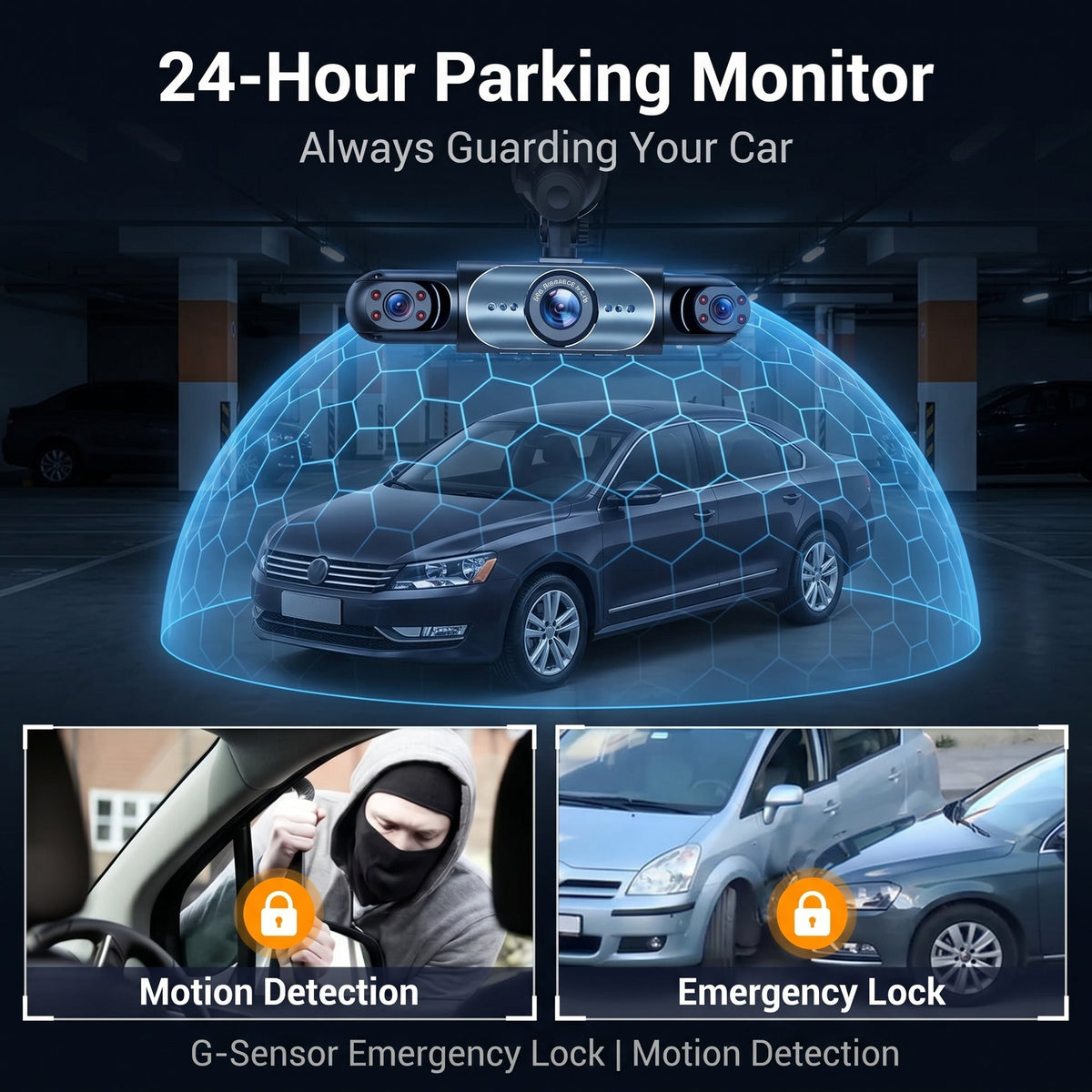 Full View Car Dashcam System - Equipped with a 64GB SD card + Free charging equipment
