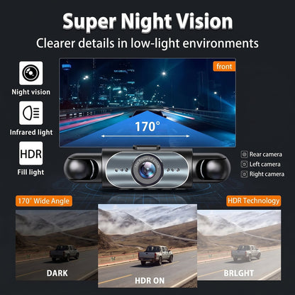 Full View Car Dashcam System - Equipped with a 64GB SD card + Free charging equipment