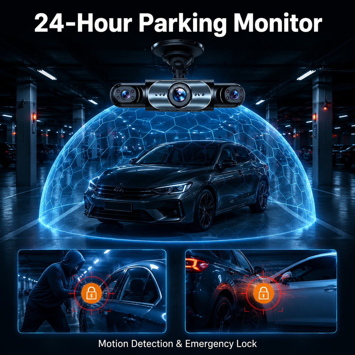 Full View Car Dashcam System - Equipped with a 64GB SD card + Free charging equipment