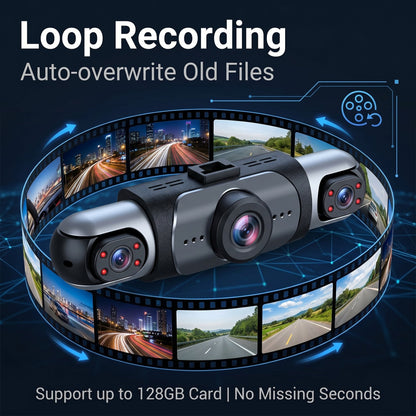 Full View Car Dashcam System - Equipped with a 64GB SD card + Free charging equipment