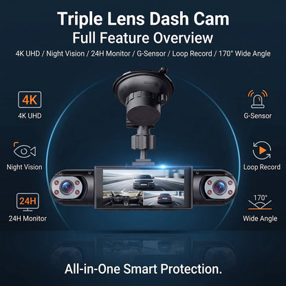 Full View Car Dashcam System - Equipped with a 64GB SD card + Free charging equipment